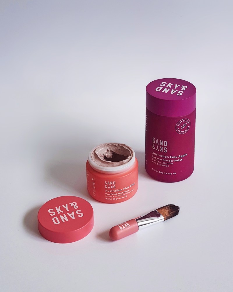Sand & Sky Australian Emu Apple Enzyme Powder Polish and Australian Pink Clay Mask