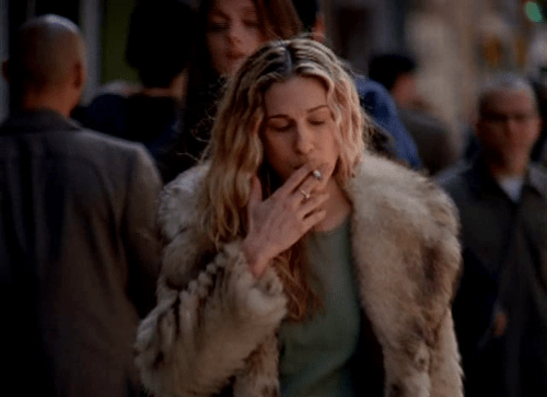 Carrie with Fur Coat and Cigarette