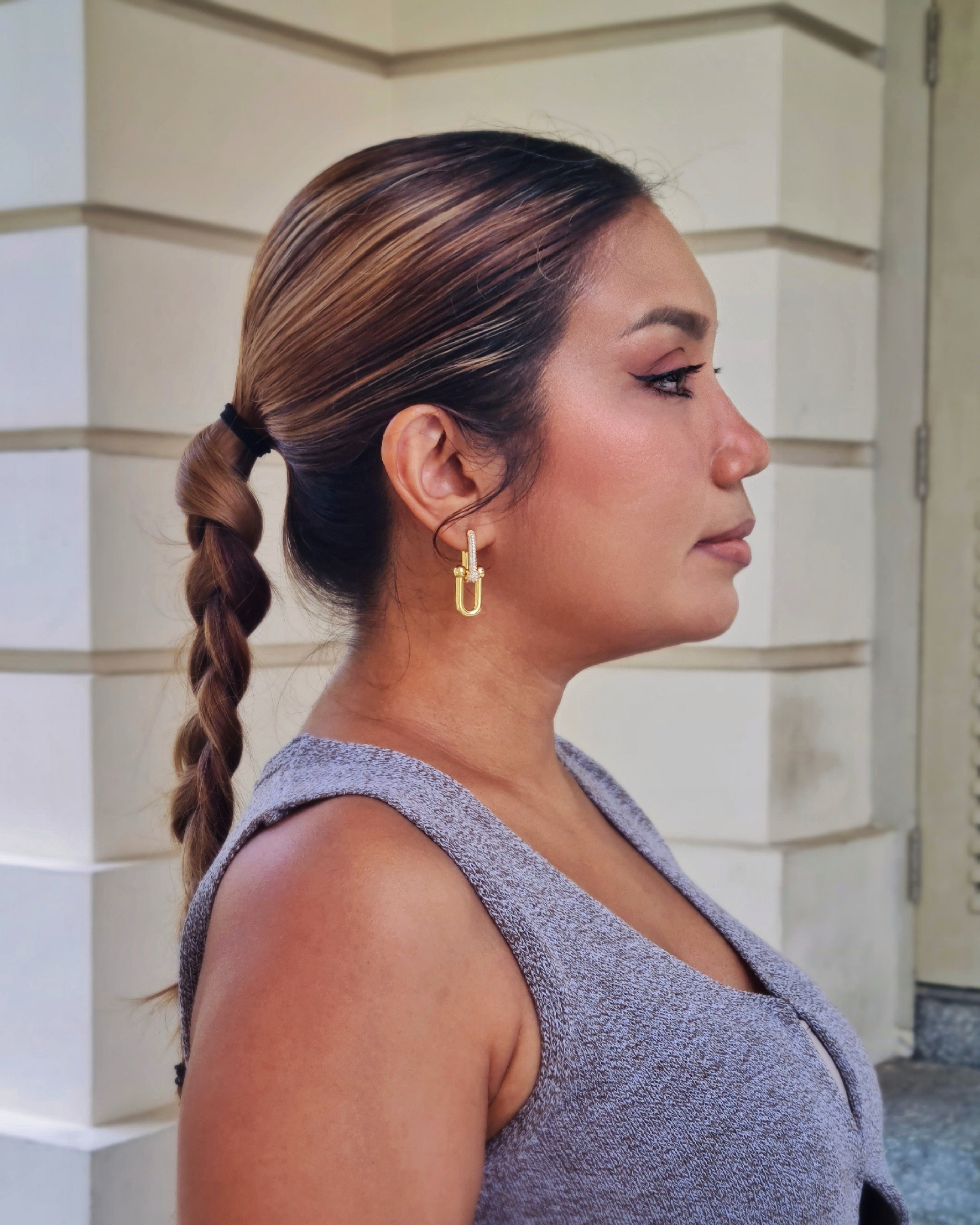 Shopee Outfit of Designer Dupe Tiffany & Co. Hardware Link Earrings